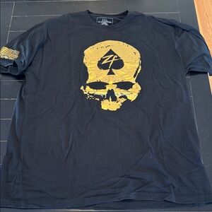 Zero Foxtrot men’s black shirt with gold skull on front , size XXL